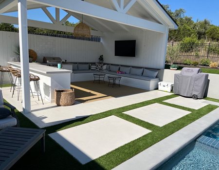large concrete paver patio